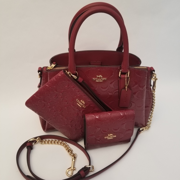 3PCS COACH SIGNATURE SET BAG + WRISTLET + WALLET - Picture 3 of 14